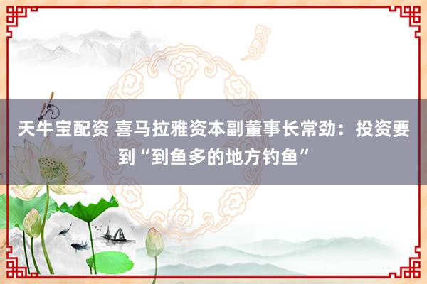 天牛宝配资 喜马拉雅资本副董事长常劲：投资要到“到鱼多的地方钓鱼”