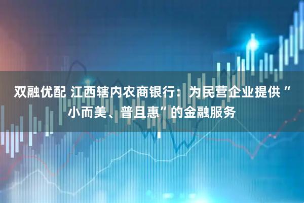 双融优配 江西辖内农商银行：为民营企业提供“小而美、普且惠”的金融服务